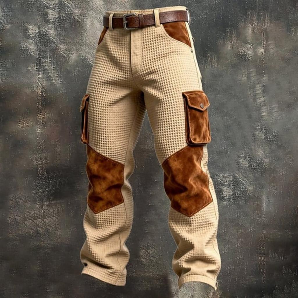 Men's Casual Retro Multi-pocket Cargo Pants And Men's Color-block Trousers