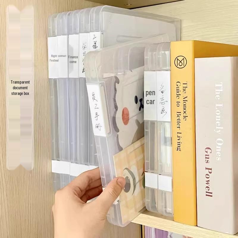 Transparent A4 File Storage Box, Waterproof Dustproof Double Buckle, Ideal for Documents & Certificates