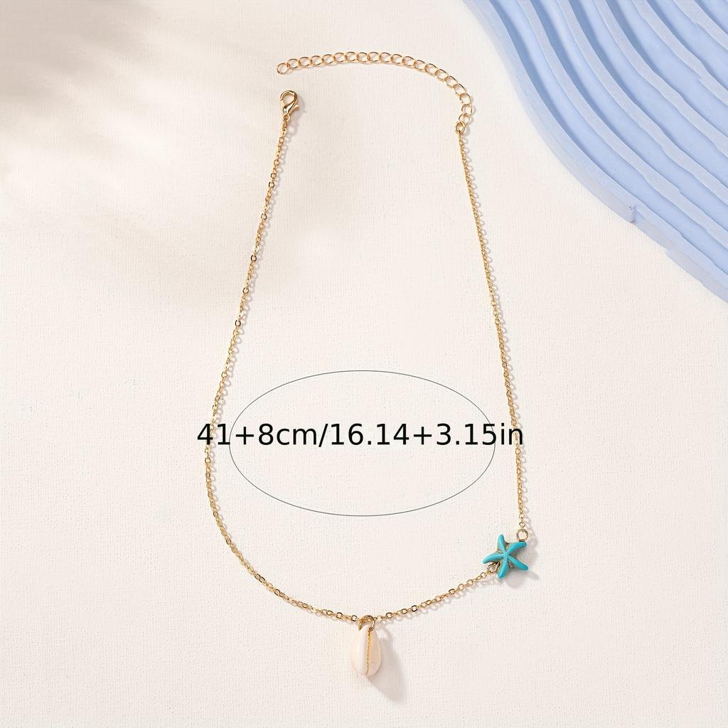 A Fashion Pop Young Pie Vintage Ocean Wind Starfish Shell Pendant Ladies Student Girls Vacation Travel