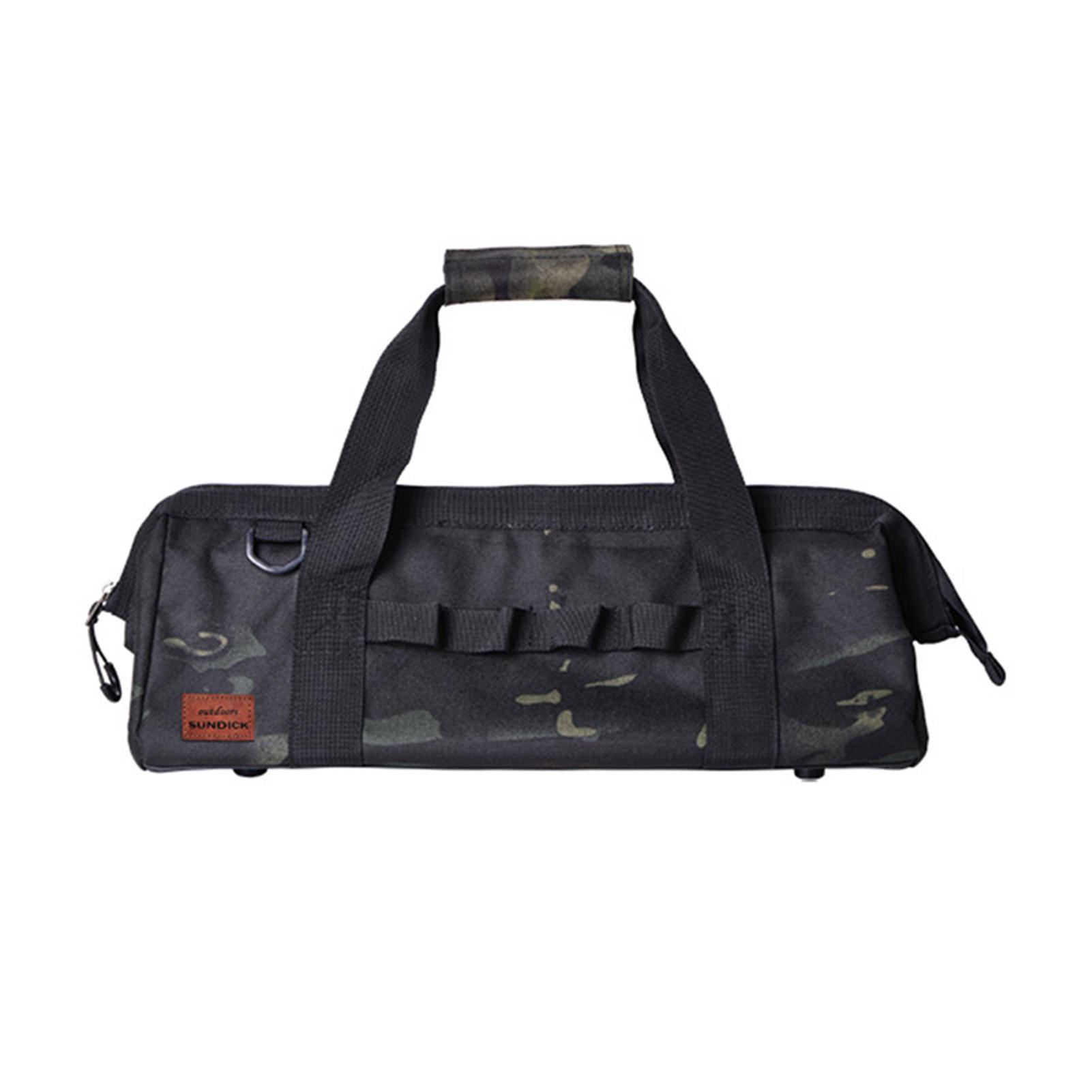 Large Outdoor Tent Peg & Tool Storage Bag - Multi-functional Handheld Camping & Picnic Accessory Organizer Pure Black