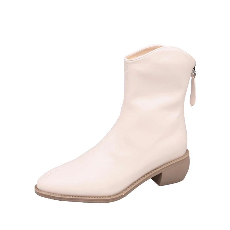 

Женские остроносые ботинки, удобные, утягивающие, белые, повседневные туфли, прочный язычок, зимние, короткие ботинки во французском стиле 39 белый