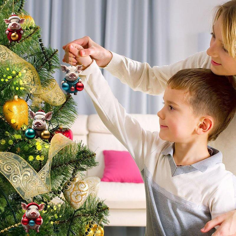 

Animal Ornaments For Christmas Tree 2D Cute Animal Christmas Ornaments Lovely Acrylic Colored Balls Pattern Car Holiday