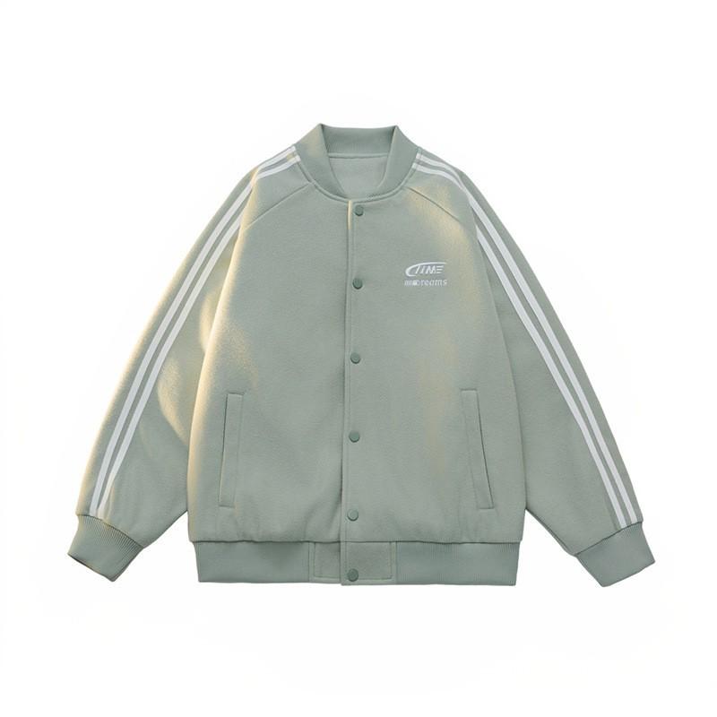 Dopamine Baseball Collar Jacket for Men and Women In The Same Style Spring and Autumn New Hong Kong Style Striped Couple Jacket