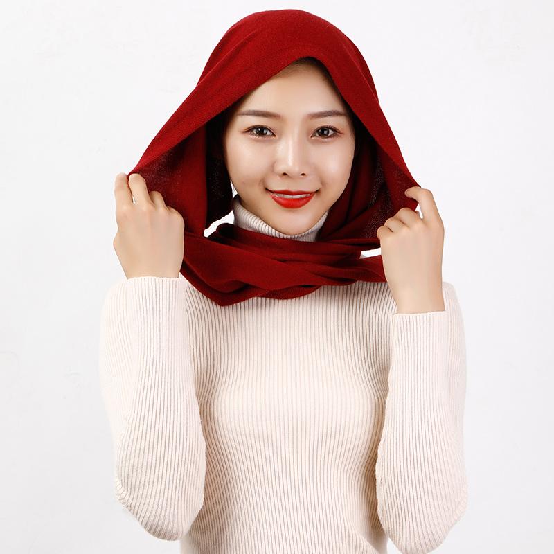 Women 160x40cm Triangle Scarf Shawl Wool Neck Warmer Solid Color Multipurpose Cowl Pashmina Female Soft Spring Knit Accessories