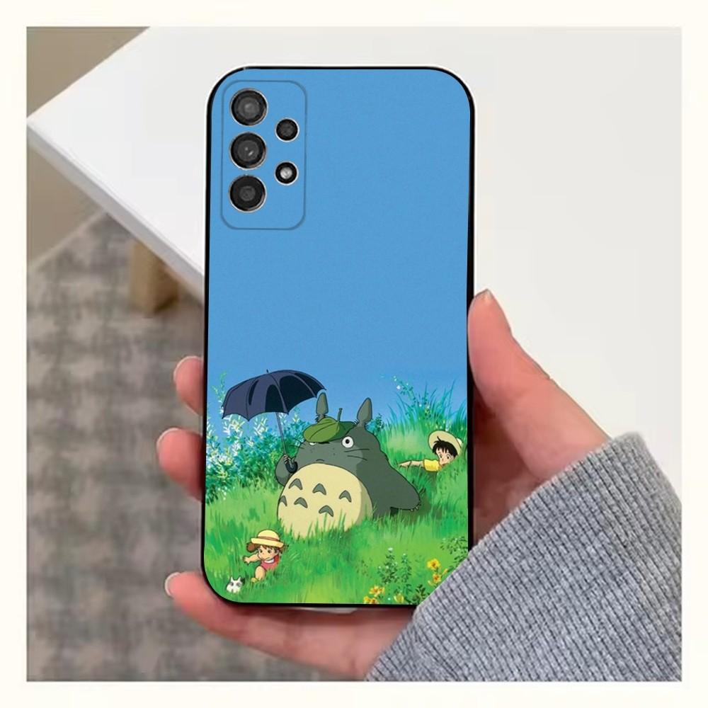 Cartoon T-Totoro-ES Phone Case For Samsung S25,S24,S23,S22,S20,S21,S10,Ultra,Plus,Lite,FE,Soft Silicone Black Cover