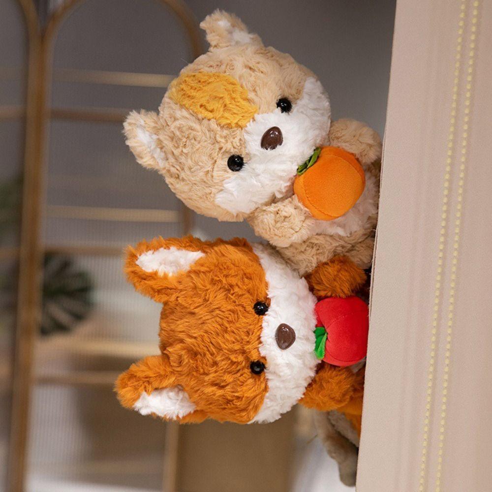 

Persimmon Squirrel Plush Toy Fluffy Plush Doll Simulation Squirrel Plush Pillow Home Decor Squirrel