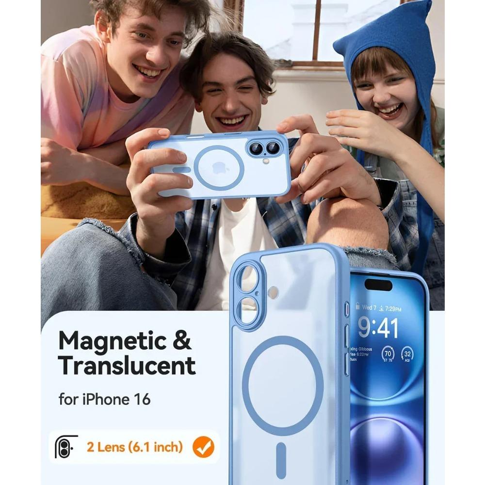 Magnetic Matte Translucent Armor Shockproof Case For iPhone 17 16 15 14 13 12 11 Pro Max Plus For Magsafe Wireless Charge Cover