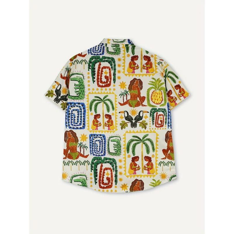 Fashion New Men's Short-Sleeved Shirt Plaid Hawaiian Style Print Daily Casual Beach Holiday Wear With Men's Oversized Shirt Tops