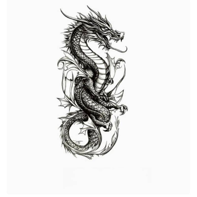 Waterproof Dragon Pattern Tattoo Stickers Men'S Temporary Tattoo Stickers Fake Tattoo For Women Hand Arm Chest Body Art