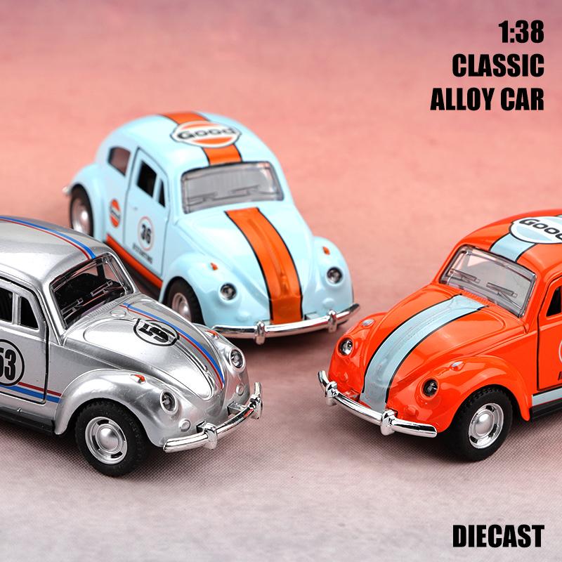 (Bagged) 1:38 Classic Retro Alloy Beetle, Cute Alloy Pull-back Car, Children's Toy, Adorable Antique Style