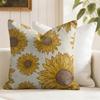 Sunflower Pattern Cushion Cover Natural Linen Pillow Cover DoubleSided Print Cushion Cover for Sofa Home Decor