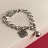 100% Solid 925 Sterling Silver Retro Bracelet for Women Men Vintage Handmade Letters Ball Simple Bracelet Birthday Gift