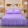 3pcs Set Soft Lace Bed Skirt King Queen Size Bedspread Solid Color Luxury Princess Romantic Bed Spread with Pillowcase