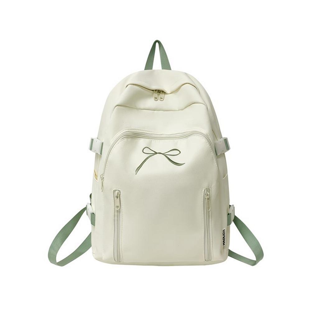 Large Capacity Bow Backpack Solid Color Korean Style School Bag Student Schoolbag  Travel Backpack