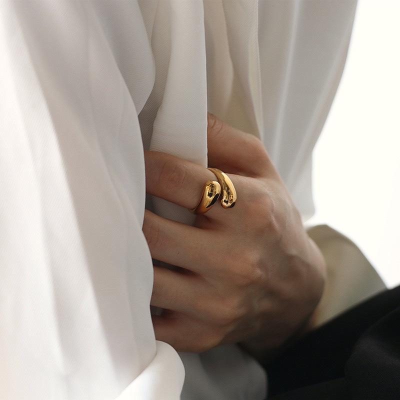 Neuer Modetrend Einzigartiges Design Eleganter Zarter Wassertropfen Geometrische Öffnung Verstellbarer Ring Damenschmuck Party Premium Geschenke