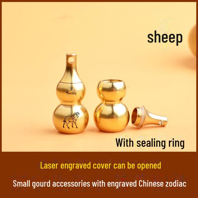 Schlüsselanhänger aus Messing mit Sternzeichen-Kürbis, acht Trigrammen und Segensgravur