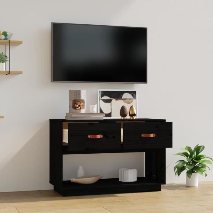 VidaXL TV Stand Black 90x40x60 Cm Solid Pine Wood 821526