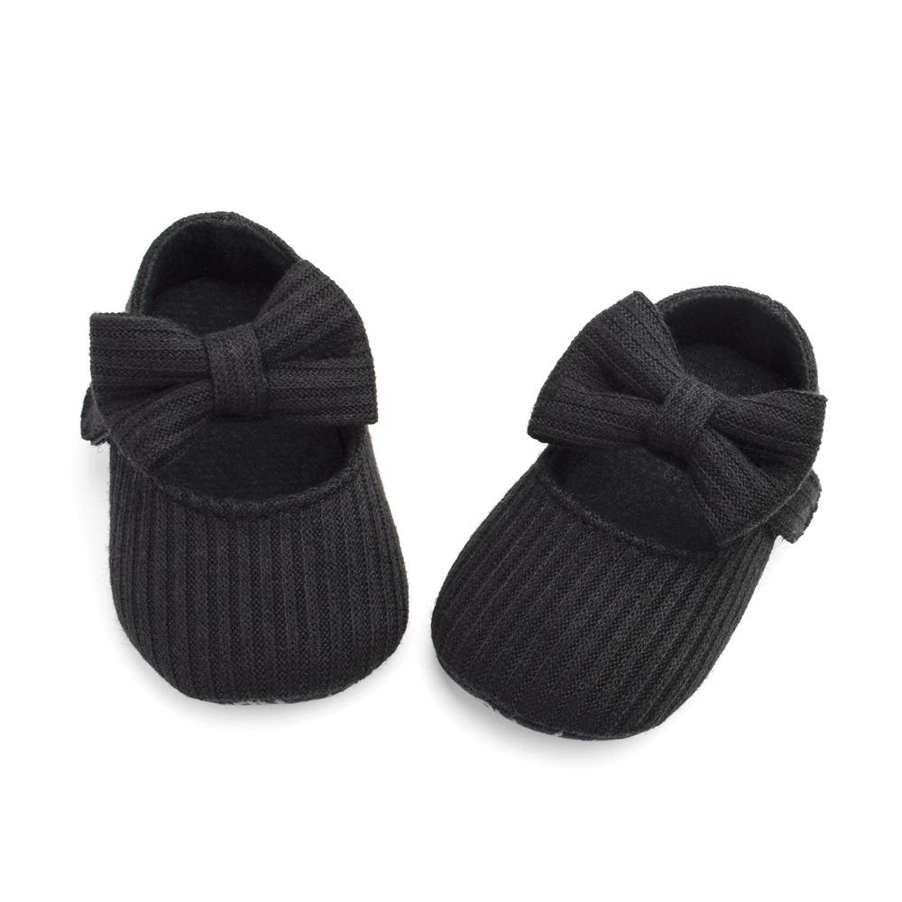 Baby First Walkers Woolen Knitting Cotton Flower Bow Princess Soft Bottom Baby Casual 0-3 M Old Newborn Indoor Shoes