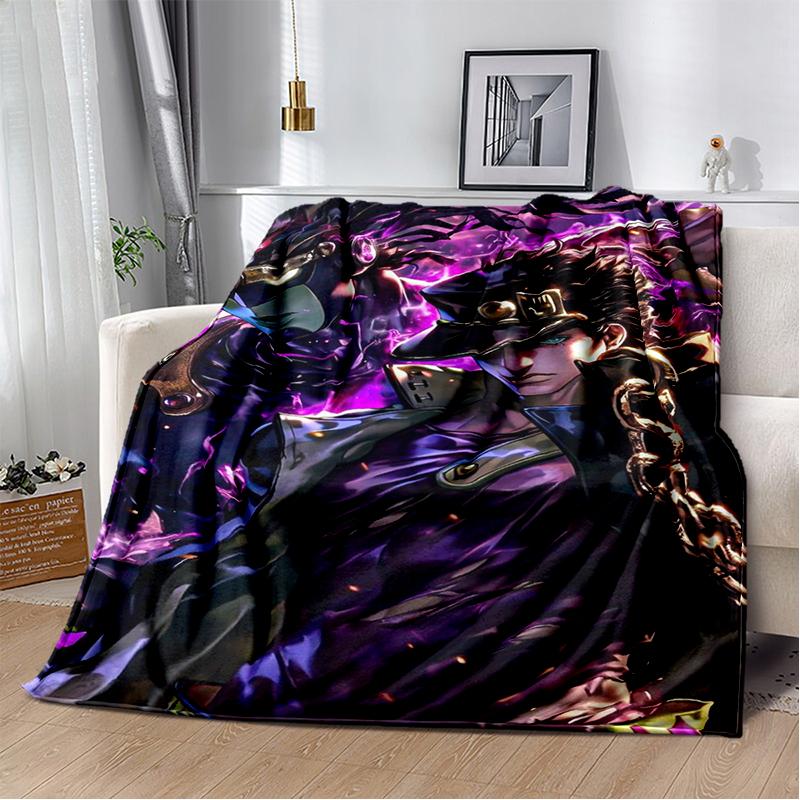 3D Jojo's Bizarre Adventure Cartoon Anime Blanket,Soft Throw Blanket for Home Bedroom Bed Sofa Travel Picnic Office Cover Kids