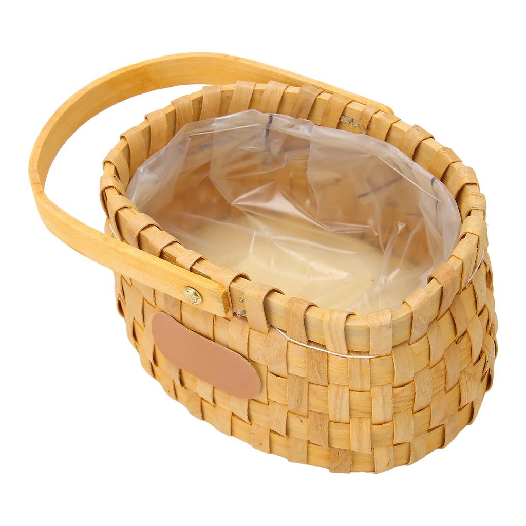 Rattan Flower Basket Safe Durable Wide Smoothing Handle Portable Handwoven Easter Basket for Party Wedding Family