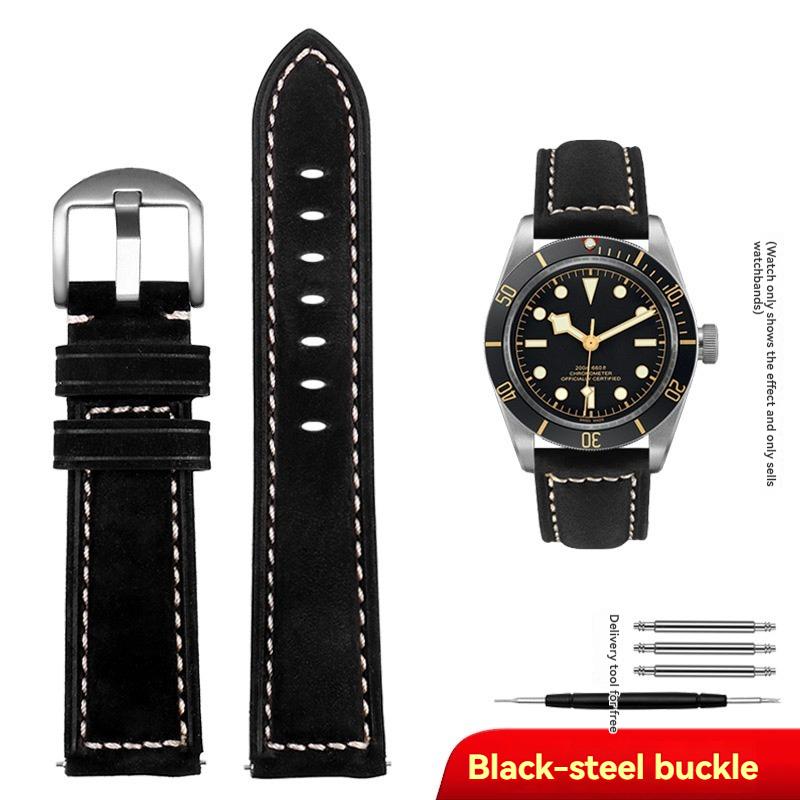 Genuine Leather Watch Band for Panerai/Tissot/Mido/Omega/IWC | 20mm 22mm 24mm 26mm | Retro Crazy Horse Cowhide Strap for Men