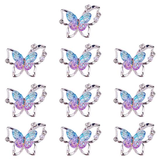 10Pcs Butterfly Nail Art Charm Rhinestone Faux Pearl 3D Butterfly Shape Nail Design Jewelry DIY Crafts Nail Decoration Accessories