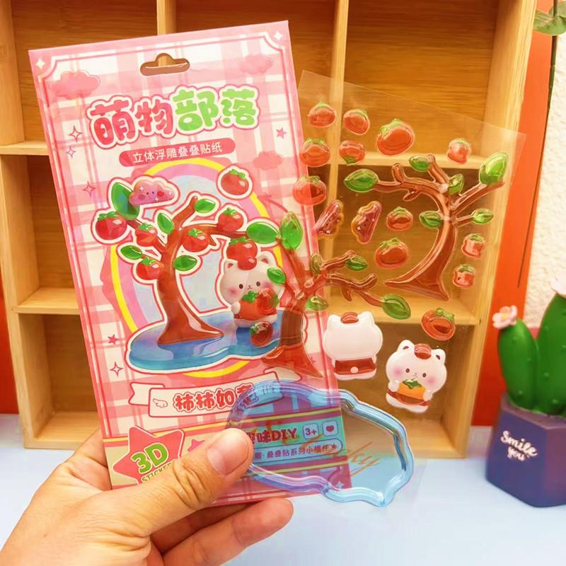 

Cartoon 3D Solid Relief Stacked Stickers Handmade Cute Creative 3D Crystal Sticker Children Student Gifts Exchange Stickers A1