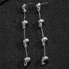 Punk Personality Sliver Color Stereo Skull Skeleton Long Tassel Dangle Earrings for Women Dark Gothic Halloween Jewelry Gifts