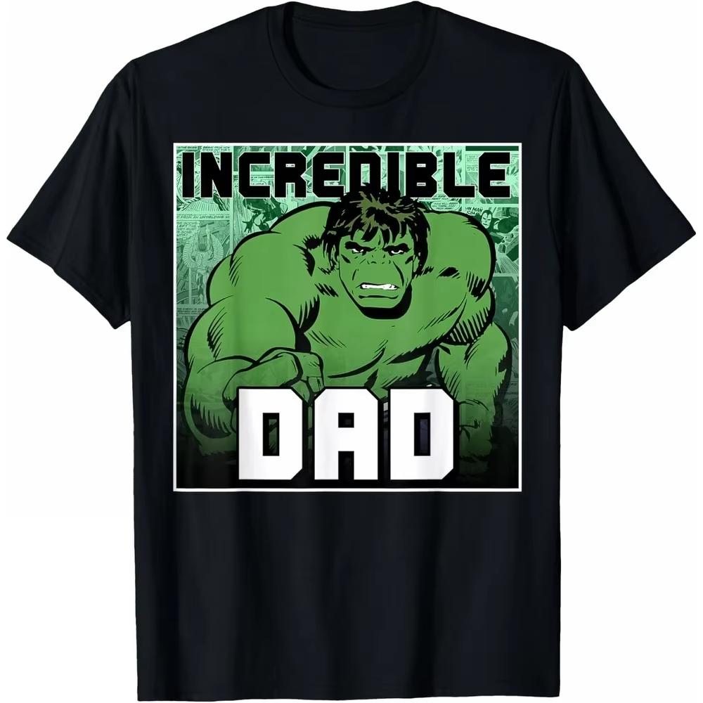 

Incredible Hulk Marvel TShirt Comic Dad Unisex Short Sleeve Solid Cotton Regular Fit Crew Neck Urban Top for Men Women Unisex M