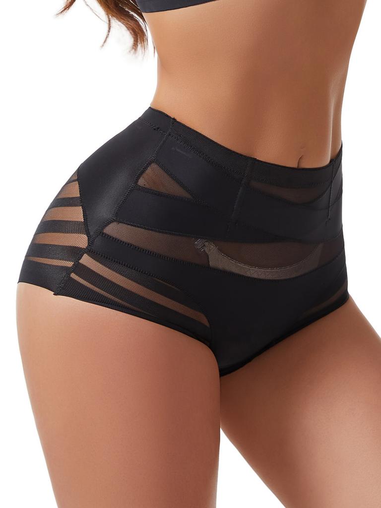 High Waisted Invisible Tummy Control Shapewear Panties for Women Stripe Lace Panty Ladies Underwear Shaping Briefs Slimming Underwear