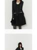 Vintage High-Waisted Wool Midi Skirt with Pockets - Gray Fluffy Design for Autumn/Winter