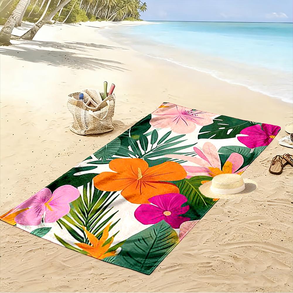 Tropical Floral Pattern with Bright Flowers Beach towel quick-drying for travel outdoor sports jogging beach and swimming