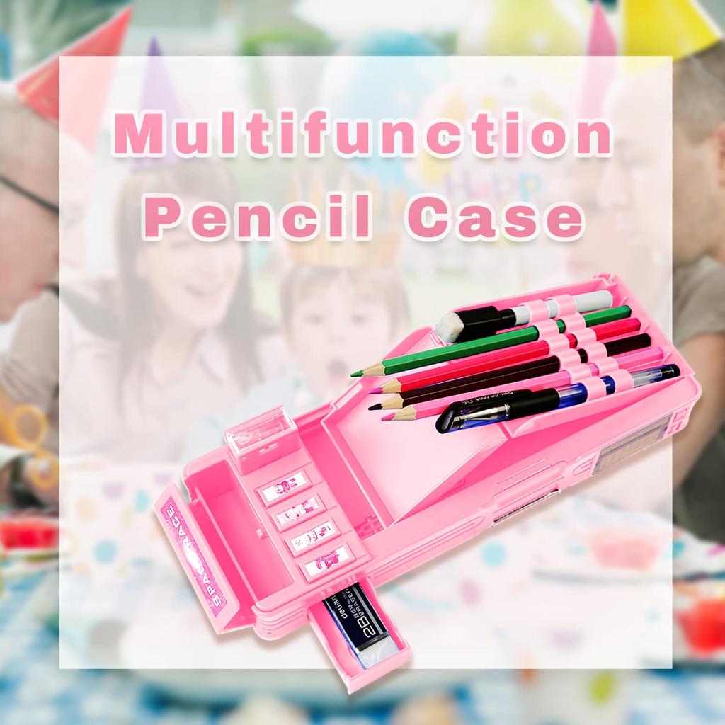 Lilybeauty Pencil Case for Elementary School Girls and Password Pencil Case with Pencil Cute Stationery Boys, Double-Sided Opening, Multifunctional,