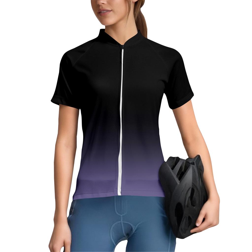 Women's Gradient Cycling Suit Short Sleeved Cycling Top With 3 Back Pockets, Breathable, Quick Drying, Moisture Wicking Reflective Strip For Cycling