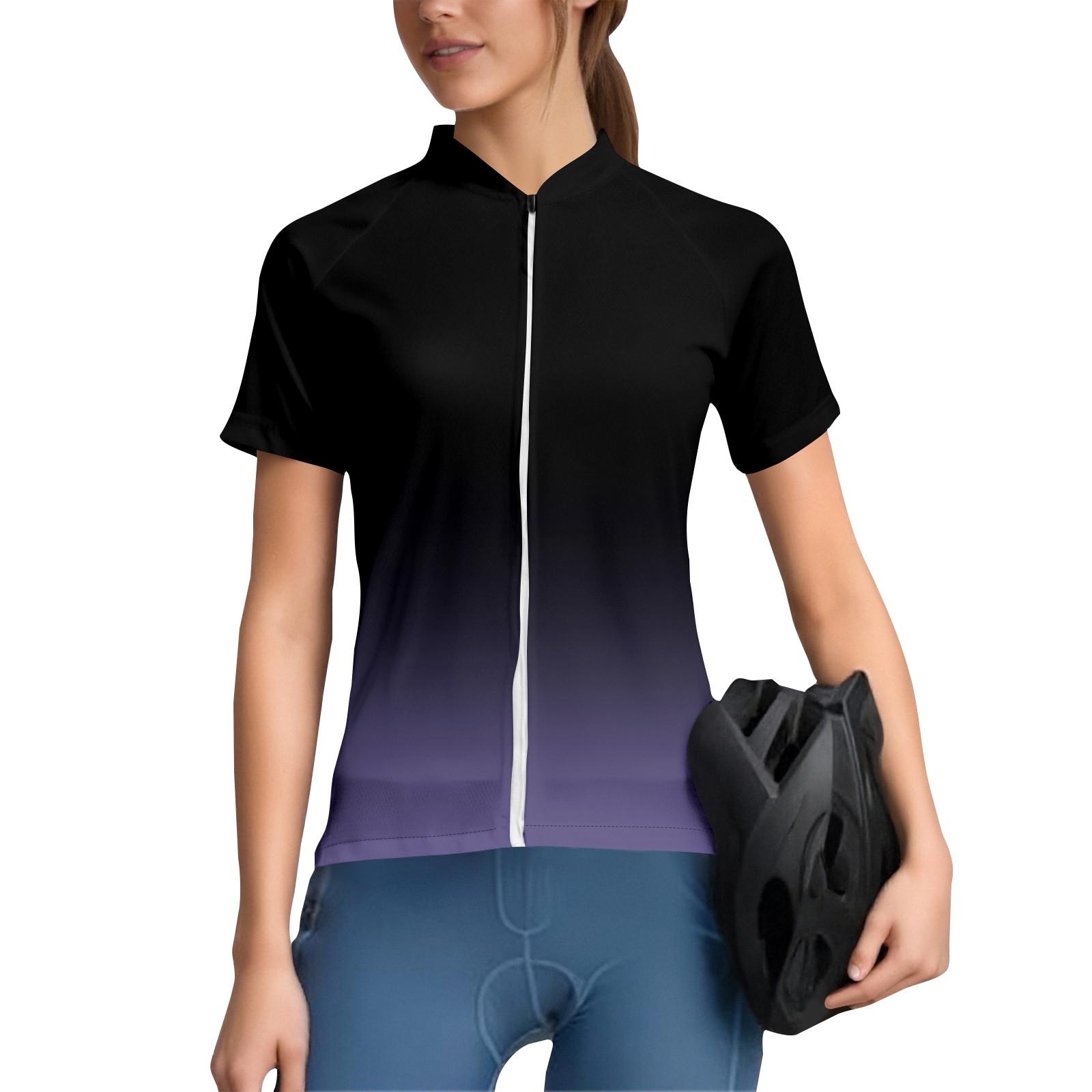 

Women s Gradient Cycling Suit Short Sleeved Cycling Top With 3 Back Pockets, Breathable, Quick Drying, Moisture Wicking Reflective Strip For Cycling L