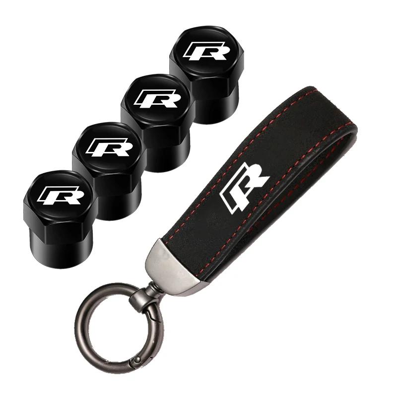 VEMZG1 2026 Hot For VW VOLKSWAGEN Car Tire Wheel Valve Caps Cover Suede Car Key Chain Ring Keychain For VW GTI Scirocco Polo T5 Passat