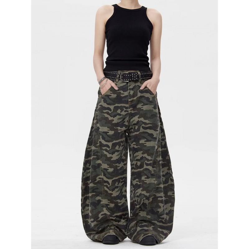 2026 Embroidered Denim Pants Loose Fit High Street Style Wide Leg Jeans Teens