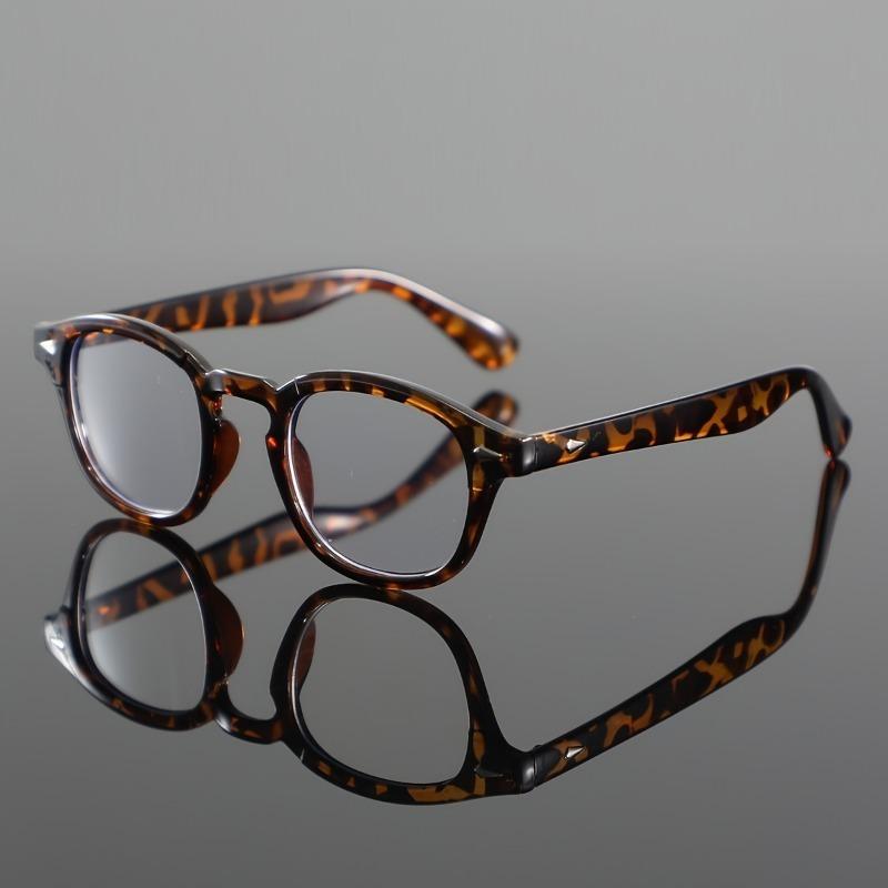 Fashion Round Small Frame Rivet Computer Glasses Classic Tortoiseshell Pattern Men Women Anti Blue Light Ultra Light Vintage Clear Lens Eyewear