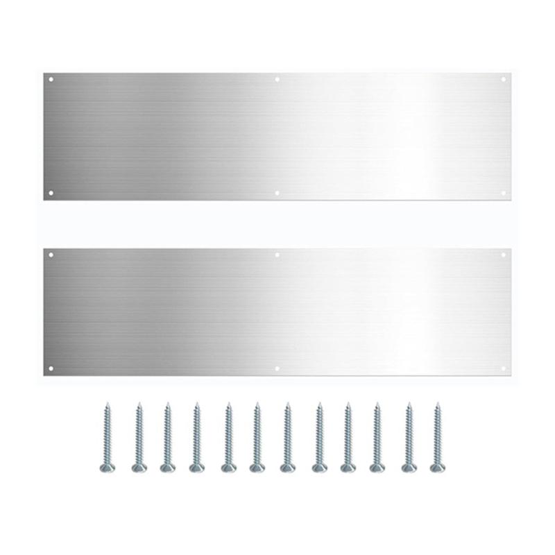 

2pcs Rectangular Kicking Plate Stainless Steel Door Finger Push Plate Door Protections with Holes Screws Front Back Door 1