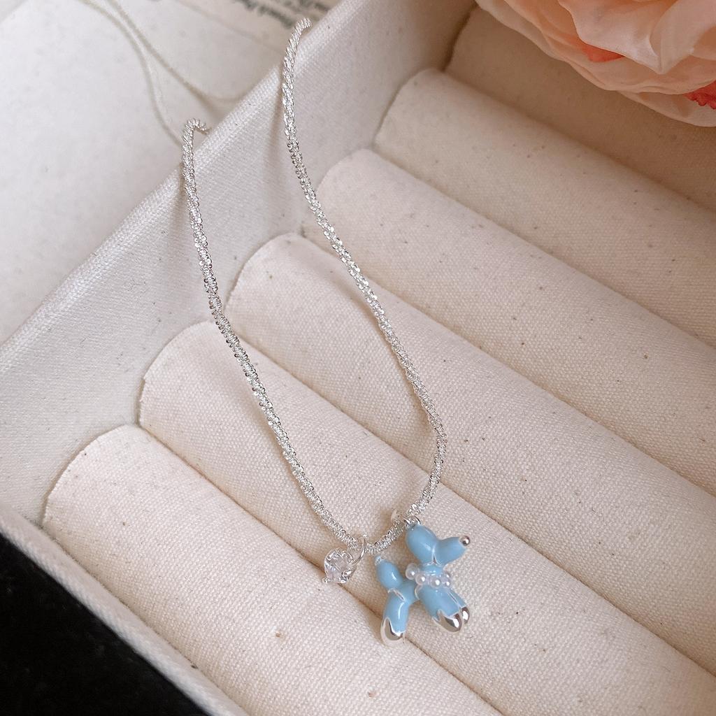 Cartoon Cute Zircon Love Dripping Oil Puppy Necklace Earrings Light Luxury Collarbone Chain Versatile Jewelry