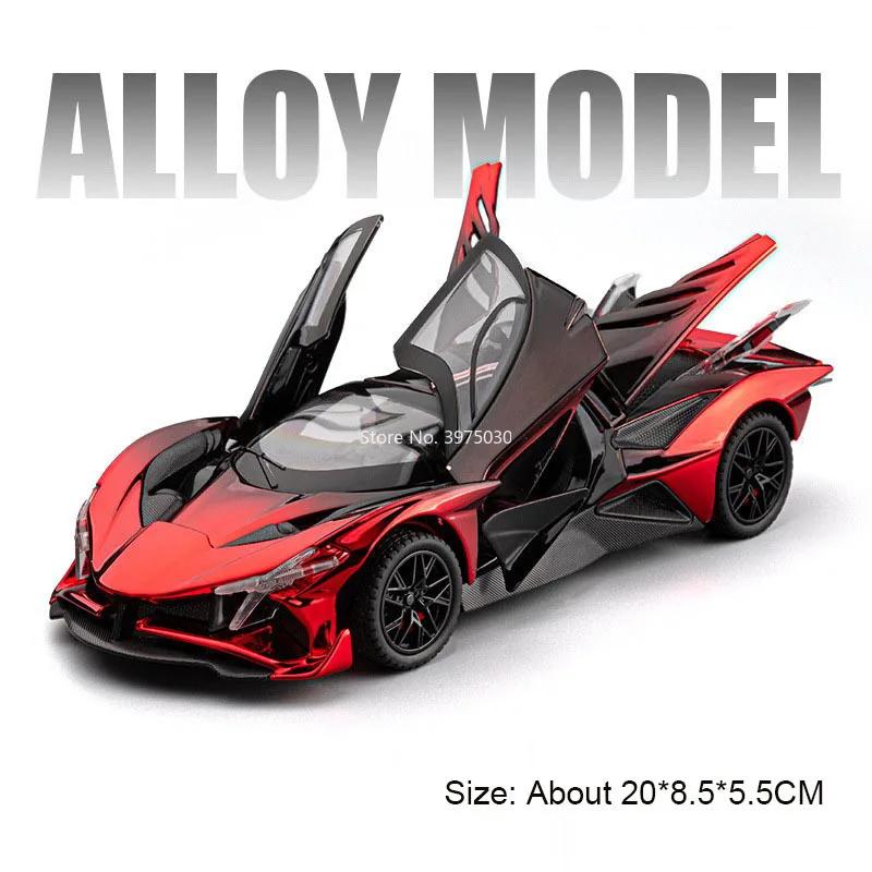 1:24 Skala 720S Apollo EVO Autos Spielzeugmodell Miniatur Sportwagen Rad Rückzieher Gummi Reifen Fahrzeugmodelle Festivalgeschenke