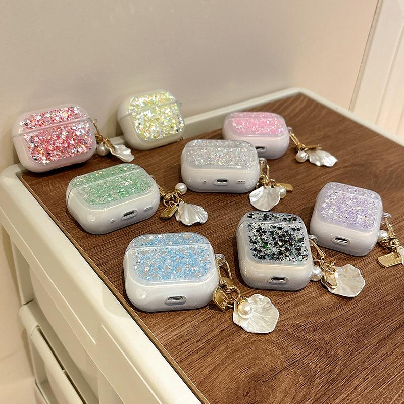 Silver Foil Glitter Sequined Airpodspro2 Bluetooth Headset Cover For Apple Airpods 3 /4 Shell