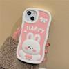Koreanische Nette 3d Cartoon Kaninchen Silikon Rosa Telefon Fall Für Iphone 14 13 12 11 Pro Max Schöne Hase schützende Soft Cover Funda