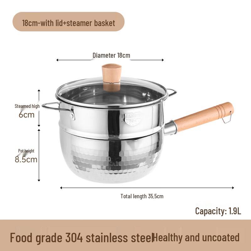 Changbaosen 304 Stainless Steel Yukihira Pot with Steamer and Lid