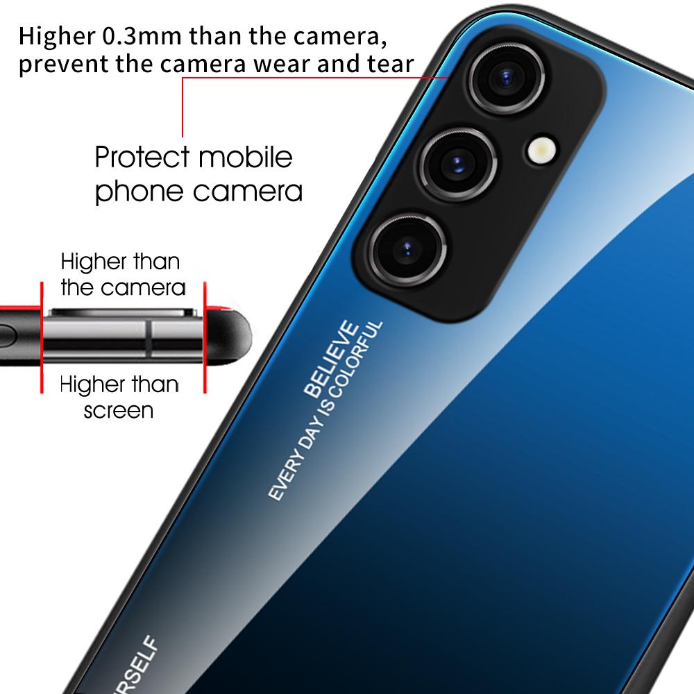 For Samsung Galaxy A34 5G Gradient Color Phone Case Tempered Glass+PC+TPU Hybrid Shell Shock Absorption Cover