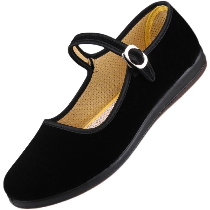 2025 Sommer Stoffschuhe rutschfeste Schuhe weiche Sohle atmungsaktiv Mutter schwarz einzelne Schuhe