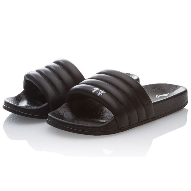 Li Ning Bubble Slide Silent Anti-Wear Slide Sandals Women Footwear Black ABTQ004-1