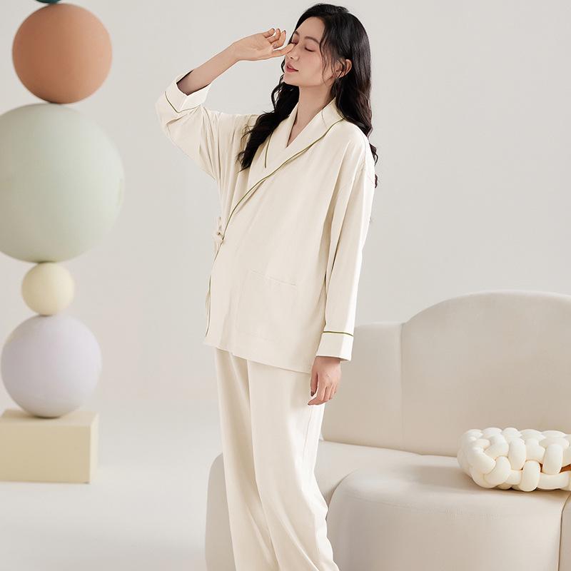 Spring & Autumn Nursing Pajamas for Postpartum Women with Breast Pads