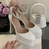 Fashion 2025 Summer Patent Leather Pearls Rhinestones Women Pumps Fashion Platform Wedge Ultra High heels Female Party Prom Chunky Shoes