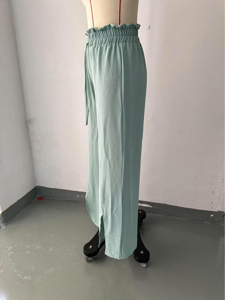2025 Spring/Summer Elegant High Waist Pleated Wide Leg Pants for Women